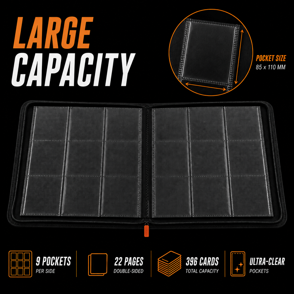 9-Pocket Trading Card Binder | 396 Side-Loading Card Slots