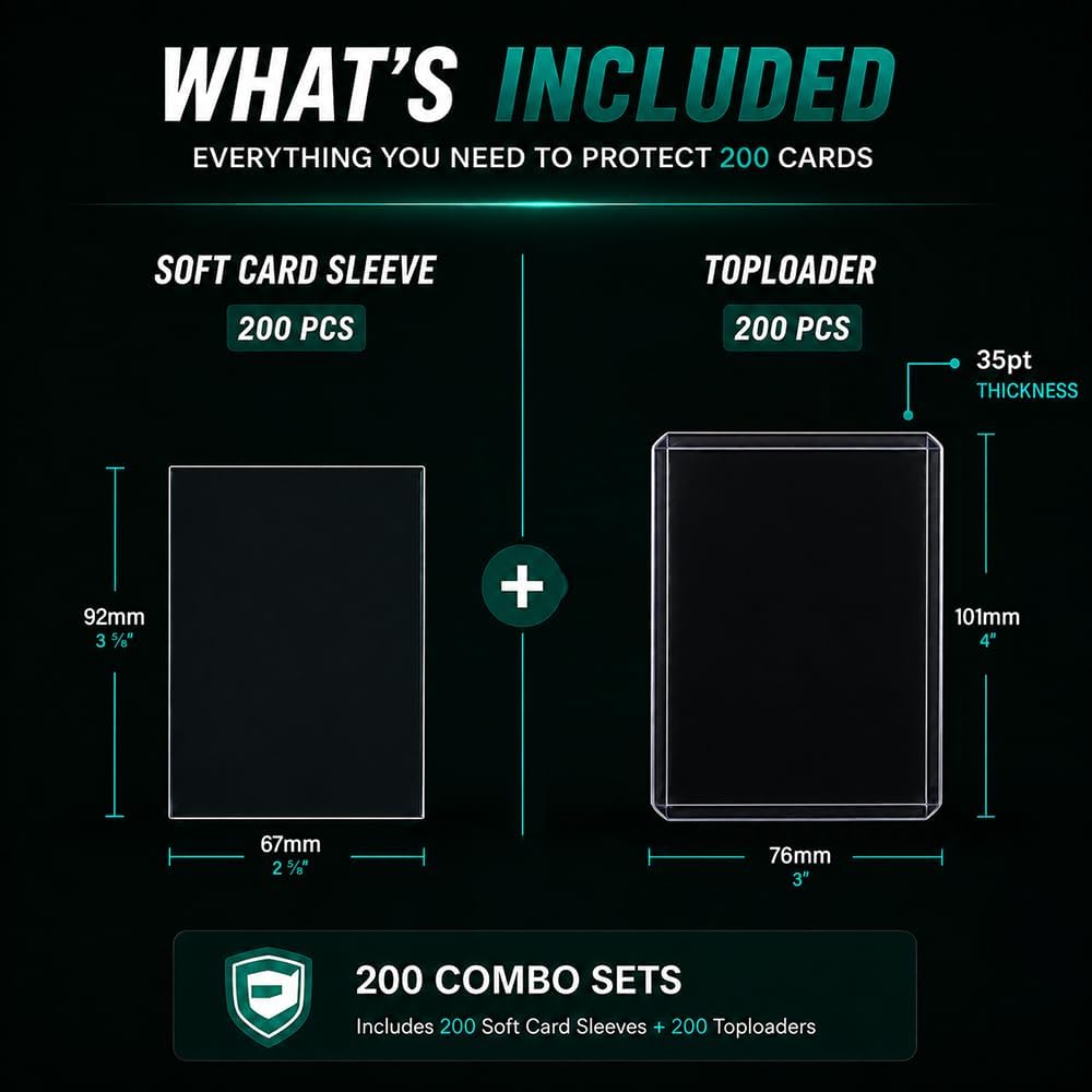100-Piece Card Kit – 50 35pt Toploaders + 50 Penny Sleeves