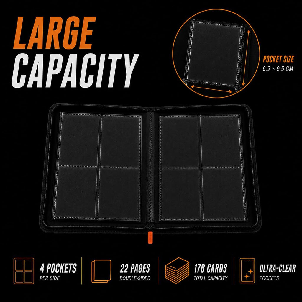 4-Pocket Trading Card Binder | 176 Side-Loading Card Slots