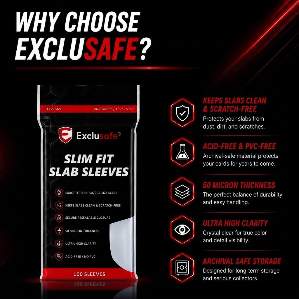 PSA Slab Sleeves – 100 Pack | Exact Fit Resealable Sleeves