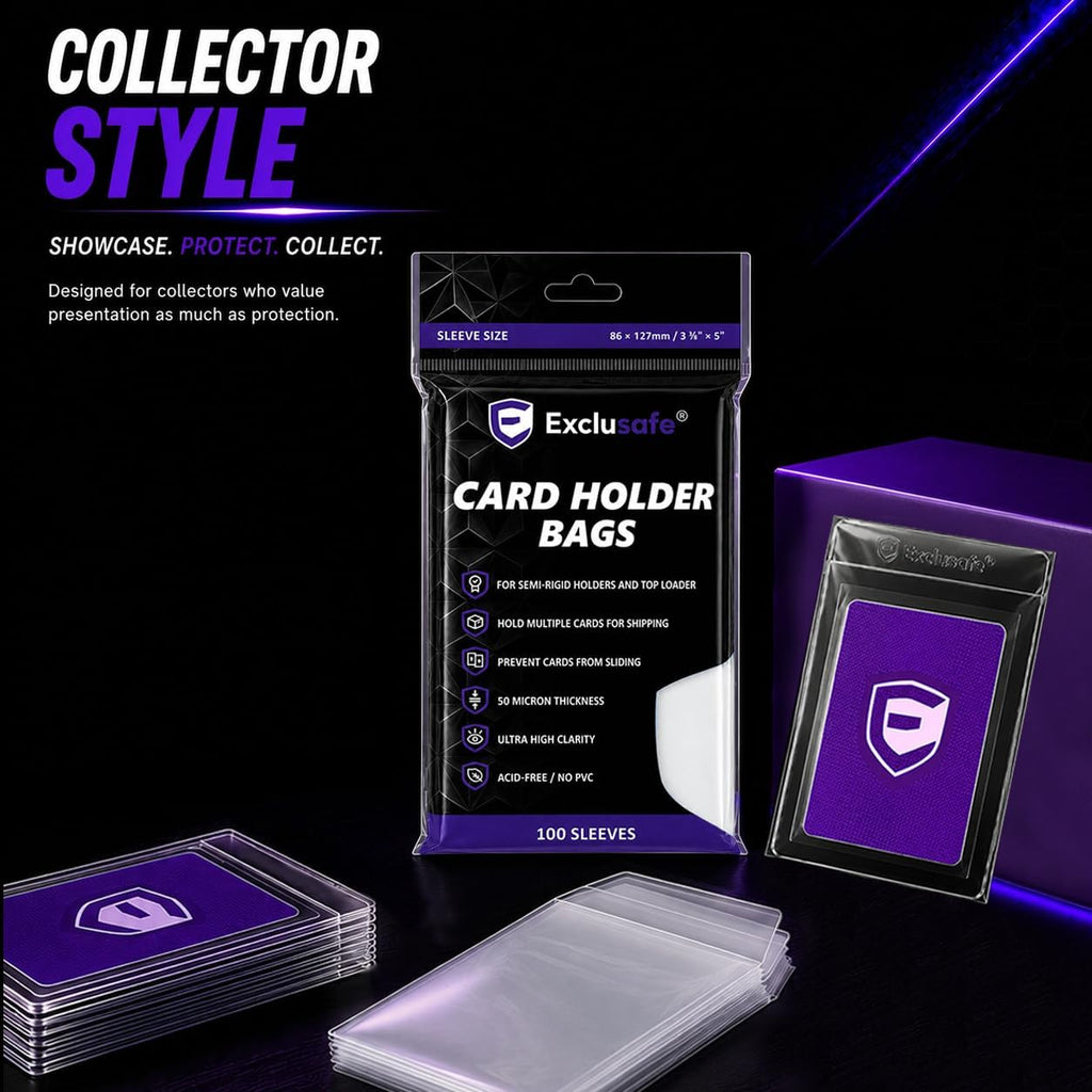 100 Resealable Sleeves for Toploaders & Semi-Rigid Holders